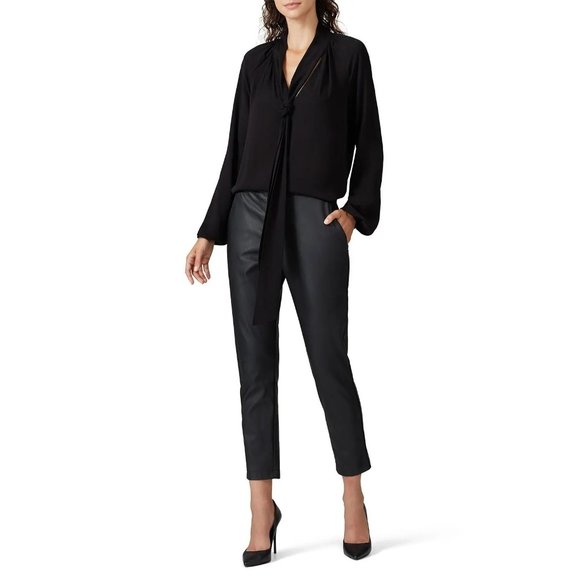 Theory Classic Scarf Top in Black Medium Womens Long Sleeve Blouse - Picture 12 of 14